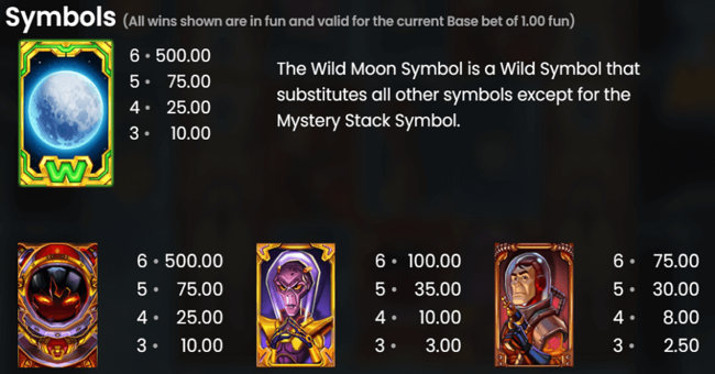 mystery mission to the moon paytable 1 paytable