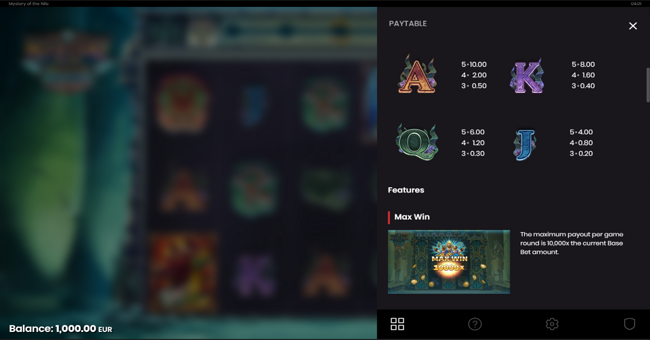 mystery of the nile paytable 2 paytable