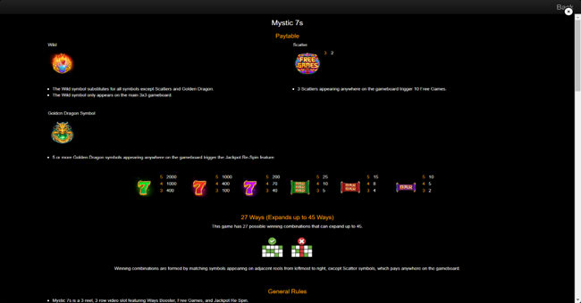 mystic 7s paytable paytable