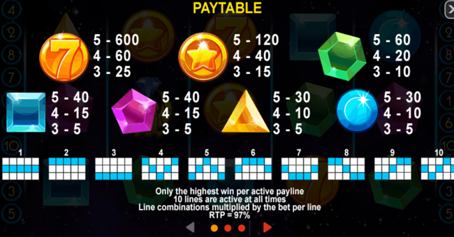mystic gems paytable 1 paytable
