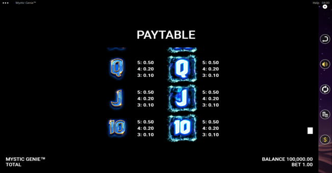mystic genie symbol paytable 3 paytable