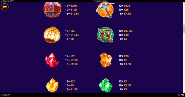 mystic mines paytable paytable