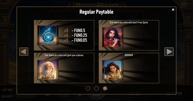 mystic mirage paytable 3 paytable