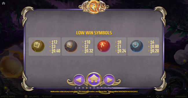 mystic rings paytable 4 paytable