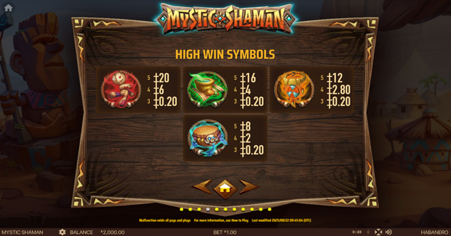 mystic shaman paytable 3 paytable