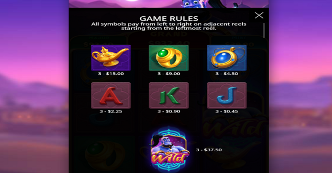 mystic wishes paytable 1 paytable