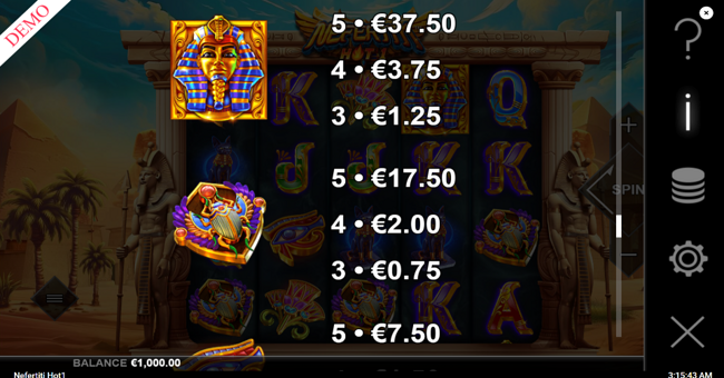 nefertiti hot 1 paytable 1 paytable