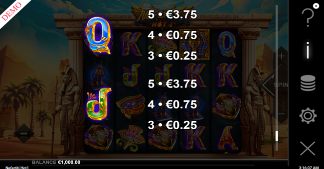 nefertiti hot 1 paytable 5 paytable