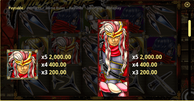 ninja strike paytable paytable