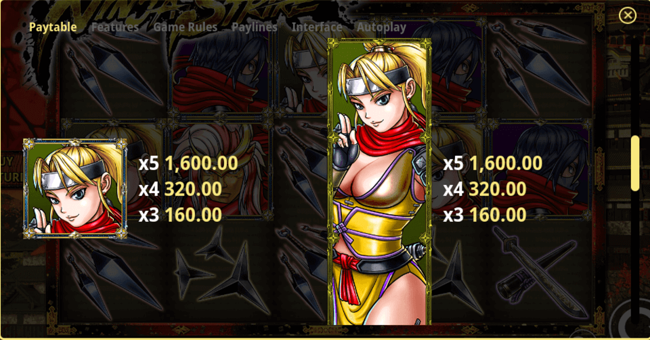 ninja strike paytable2 paytable