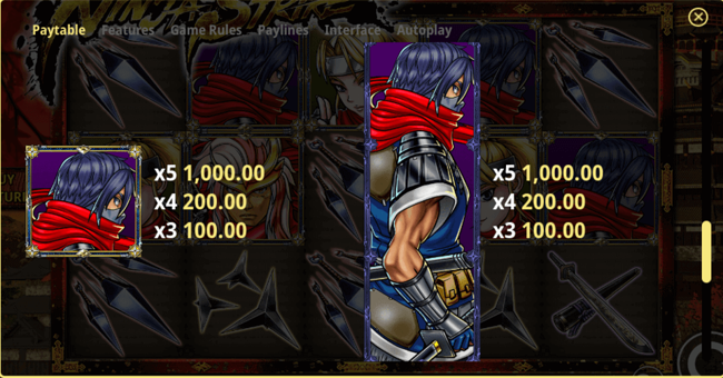 ninja strike paytable3 paytable
