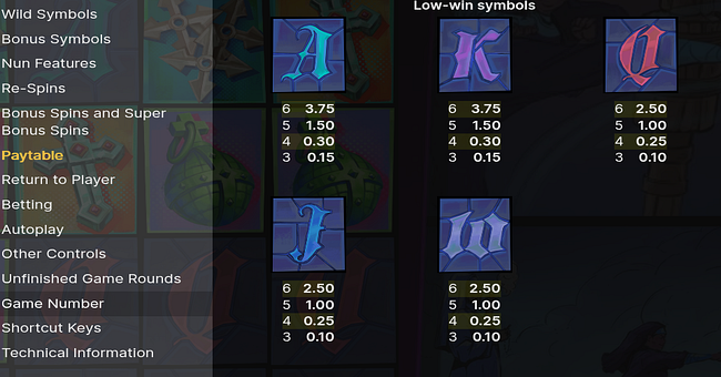 nunchucks paytable 2 paytable