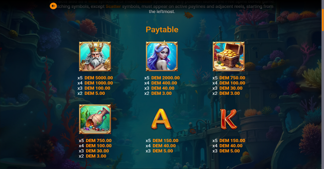 ocean legacy paytable 1 paytable