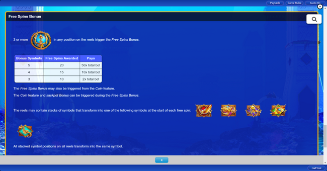 ocean spirit megajackpots paytable 2 paytable