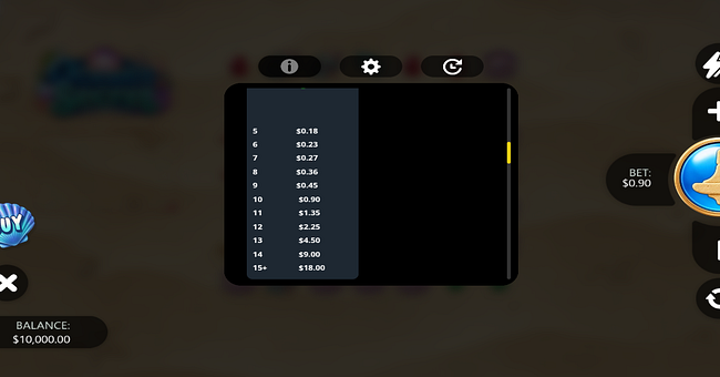 oceans secret paytable 8 paytable