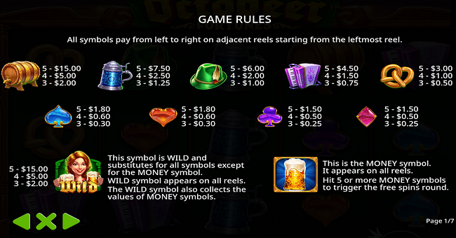 october fortunes paytable paytable