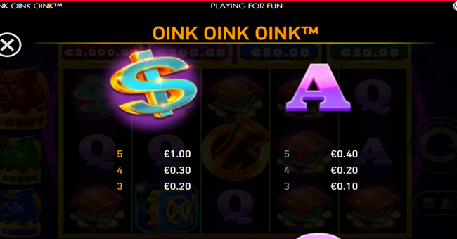oink oink oink paytable 3 paytable