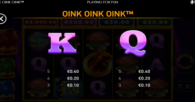 oink oink oink paytable 4 paytable