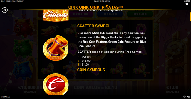 oink oink oink pinatas paytable 1 paytable