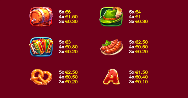 oktober cash paytable 1 paytable