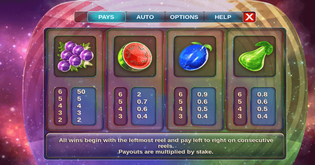 opal fruits paytable 1 paytable