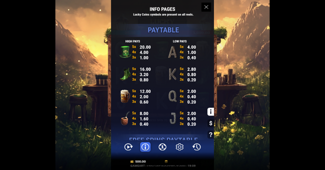 oreally lucky paytable paytable