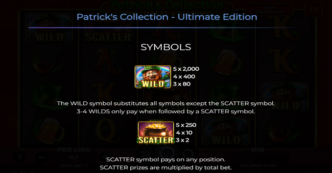 patricks collection ultimate edition paytable 1 paytable