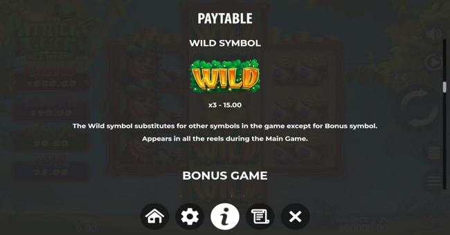 patricks luck hold and spin paytable 2 paytable