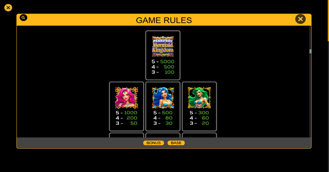 pearl bay mermaid kingdom paytable 1 paytable