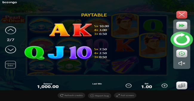 pearl diver paytable2 paytable