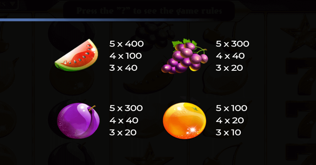 penny fruits extreme paytable 2 paytable