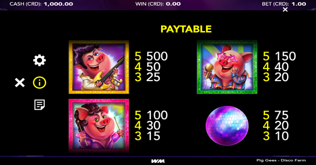 pig gees disco farm paytable 1 paytable