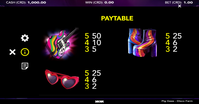 pig gees disco farm paytable 2 paytable