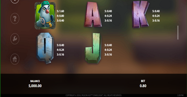 pigeon hut paytable 2 paytable