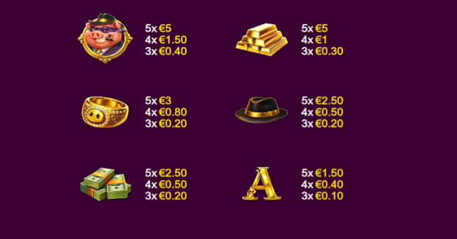 piggies and diamonds paytable 1 paytable