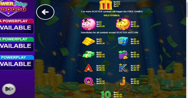 piggies and the bank powerplay jackpot paytable paytable
