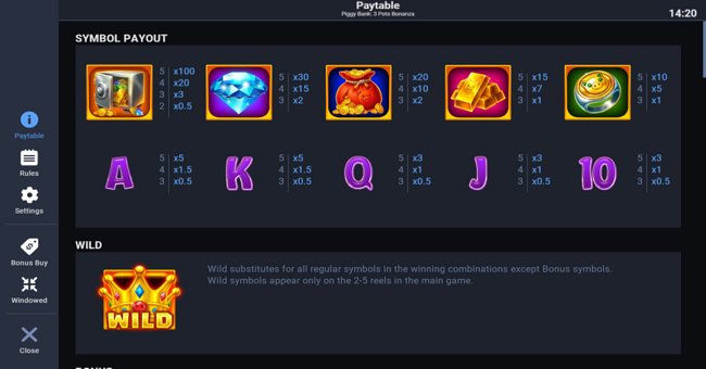 piggy bank 3 pots bonanza paytable paytable