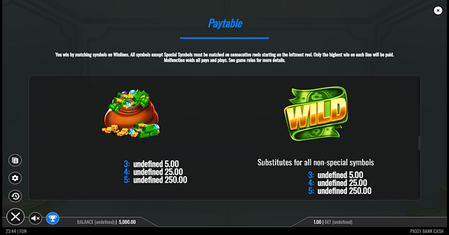 piggy bank cash paytable 1 paytable