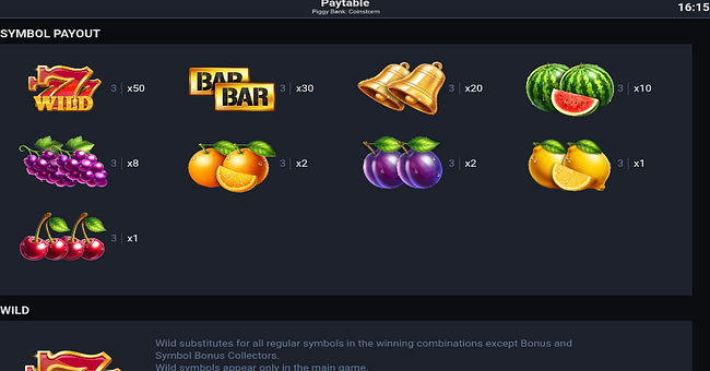 piggy bank coinstorm paytable paytable