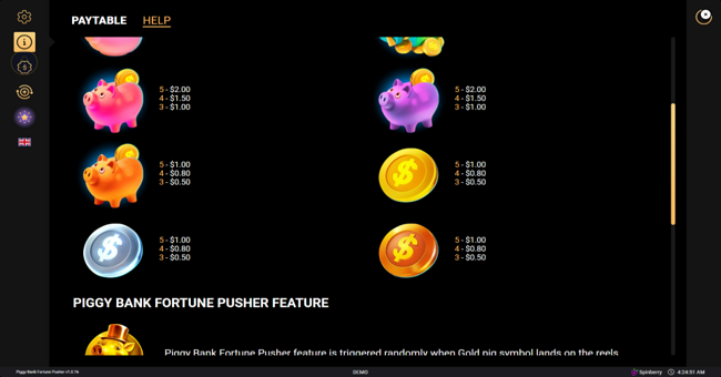 piggy bank fortune pusher paytable 1 paytable