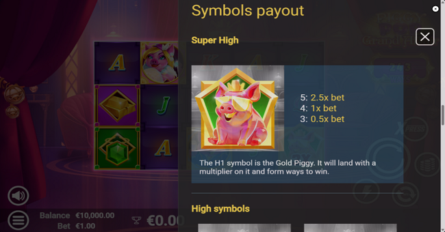 piggypop grand affair paytable 1 paytable