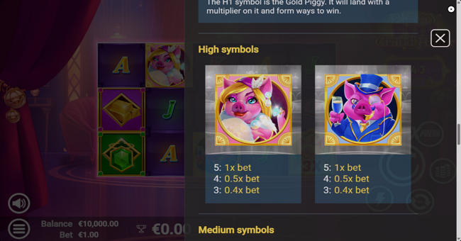 piggypop grand affair paytable 2 paytable