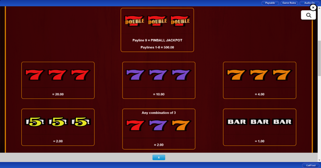 pinball double gold paytable 1 paytable