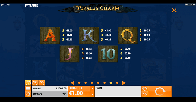 pirates charm paytable 2 paytable