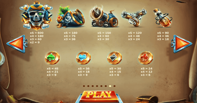 pirates plenty battle for gold paytable paytable