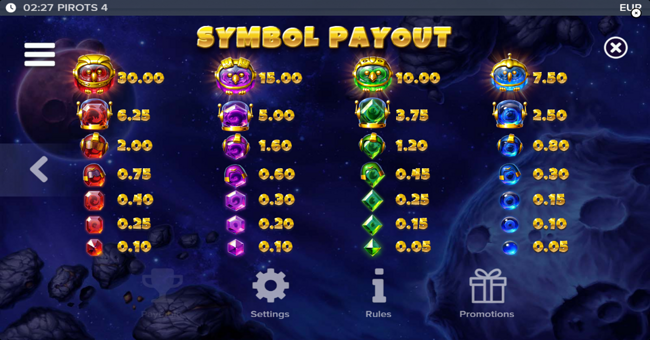 pirots 4 paytable paytable