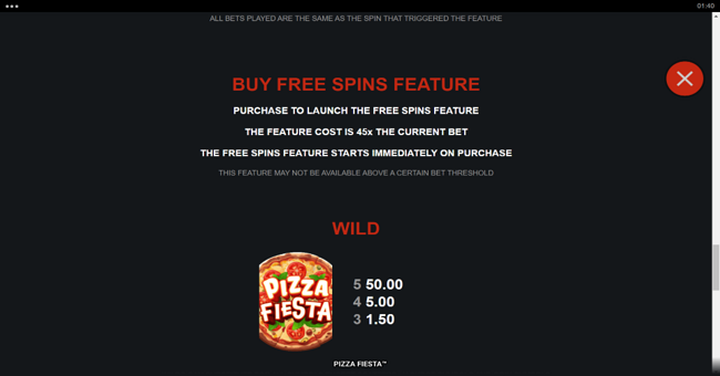 pizza fiesta paytable 1 paytable