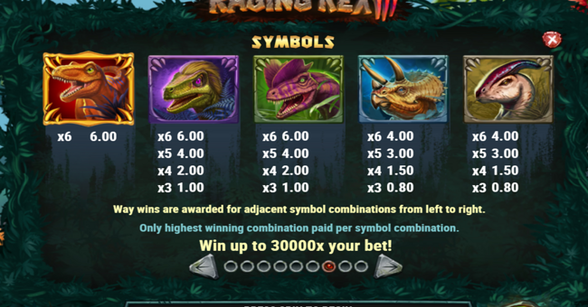 play n go raging rex paytable 1 paytable