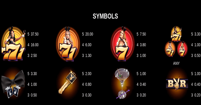 Playboy Fortunes HyperSpins paytable paytable