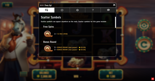 pony up paytable 1 paytable